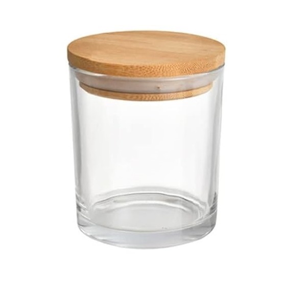 Glass candle jar and bamboo lid