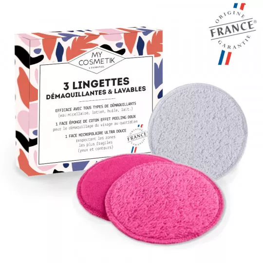 Lot de 3 lingettes démaquillantes lavables